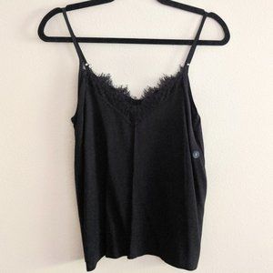 NWT Abercrombie Lace Trim Black Camisole Tank Top Size Small